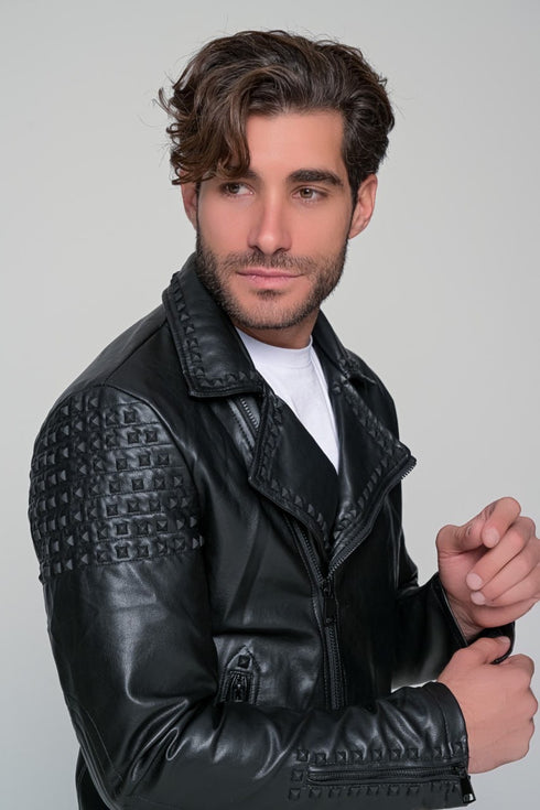Leather Biker Jacket - Black